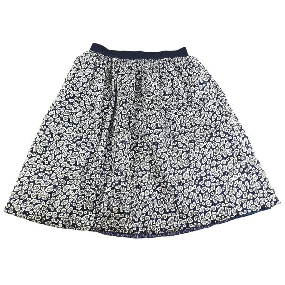 Girls Mini Skirt Metallic Silver Blue Floral Print Size Large Skater JH1046 - Picture 2 of 4